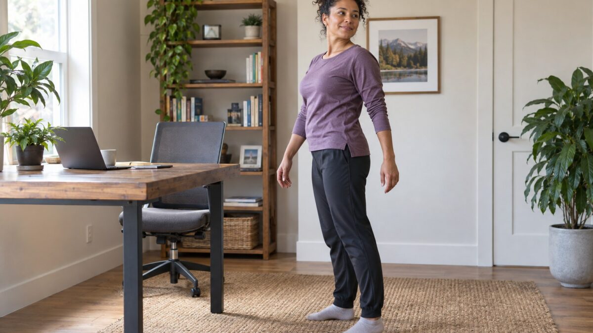 A 5-Minute Mobility Break for Desk Workers — illustrative fitness image